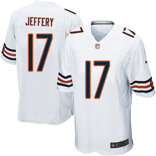 Men's Game Alshon Jeffery Nike Jersey White Road - #17 NFL Chicago Bears